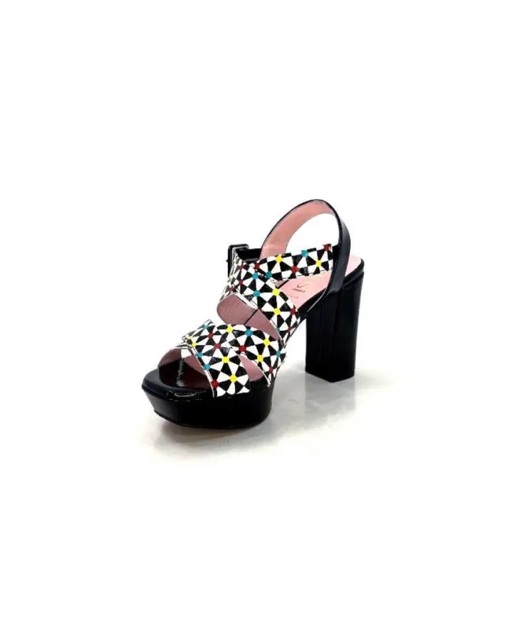 Dansi 5580 Duma Cuir Noir Multi*Femme Sandales