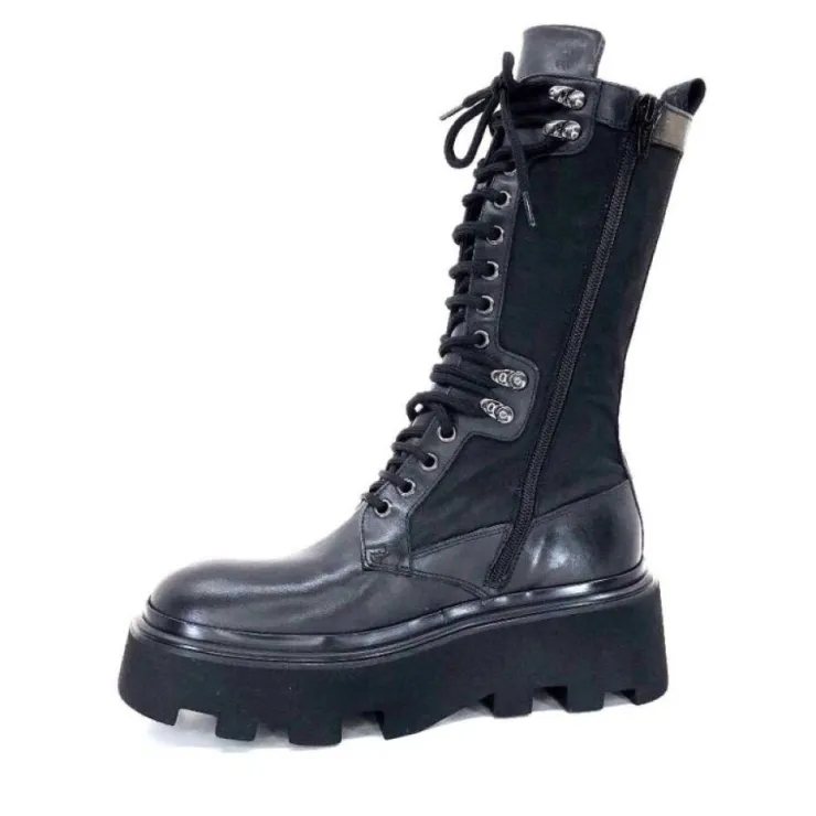Elena iachi E2992-T Cuir Noir Textile Noir*Femme Bottines