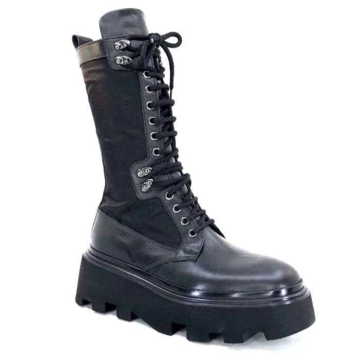 Elena iachi E2992-T Cuir Noir Textile Noir*Femme Bottines