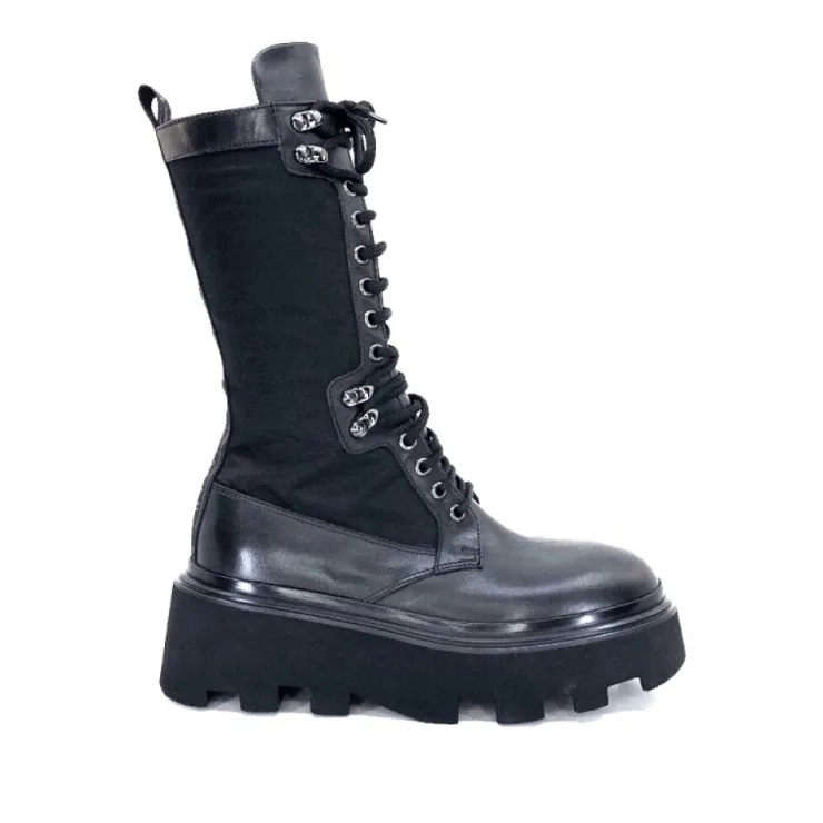 Elena iachi E2992-T Cuir Noir Textile Noir*Femme Bottines