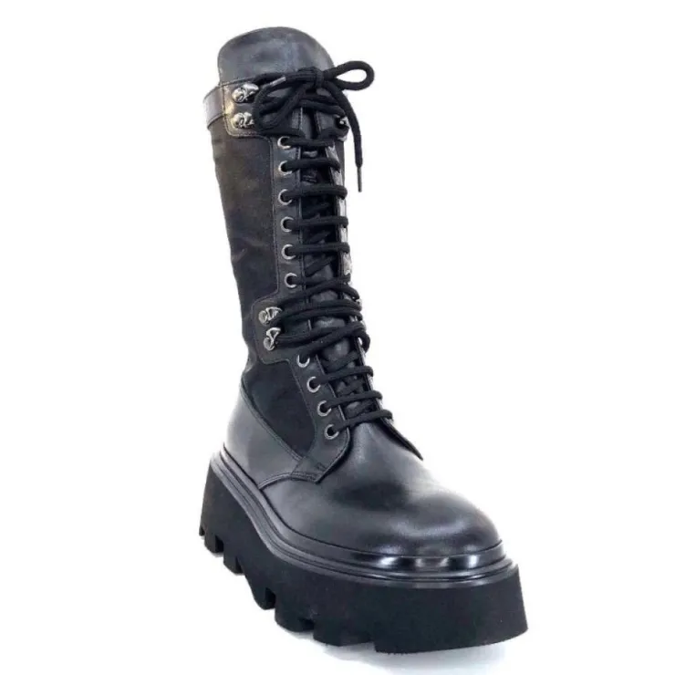 Elena iachi E2992-T Cuir Noir Textile Noir*Femme Bottines