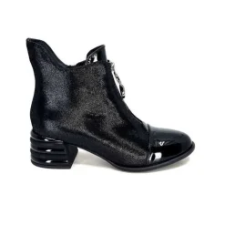 Elue Par Nous Maculotte Cuir Irise Noir Vernis Noir*Femme Bottines