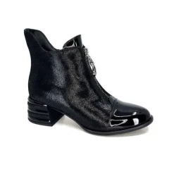 Elue Par Nous Maculotte Cuir Irise Noir Vernis Noir*Femme Bottines