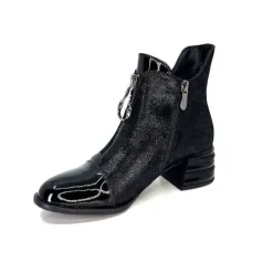 Elue Par Nous Maculotte Cuir Irise Noir Vernis Noir*Femme Bottines