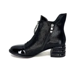 Elue Par Nous Maculotte Cuir Irise Noir Vernis Noir*Femme Bottines