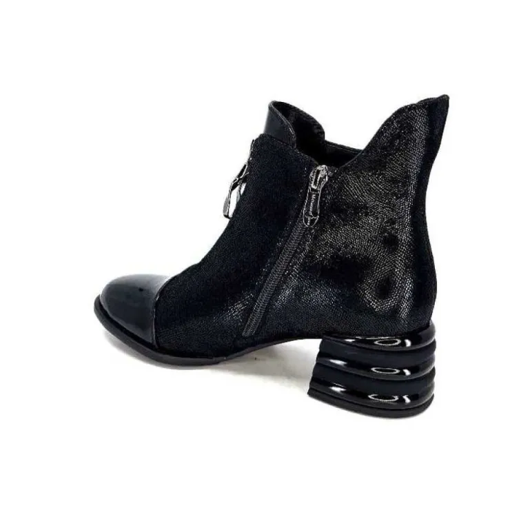 Elue Par Nous Maculotte Cuir Irise Noir Vernis Noir*Femme Bottines