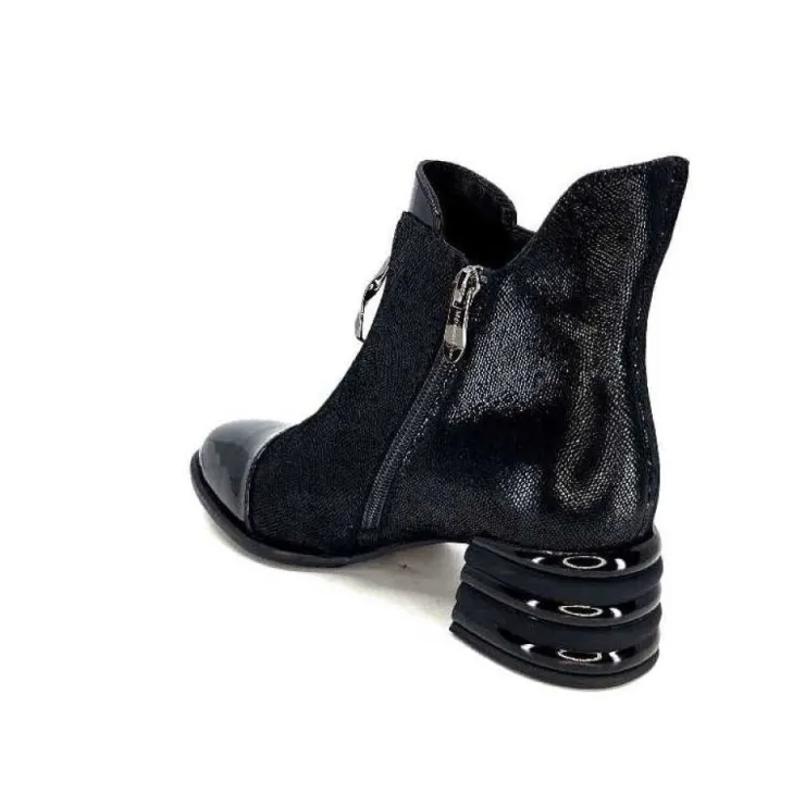 Elue Par Nous Maculotte Cuir Irise Noir Vernis Noir*Femme Bottines