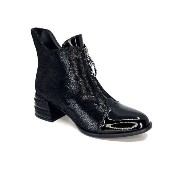 Elue Par Nous Maculotte Cuir Irise Noir Vernis Noir*Femme Bottines