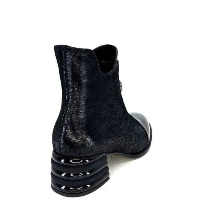 Elue Par Nous Maculotte Cuir Irise Noir Vernis Noir*Femme Bottines
