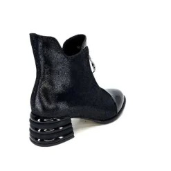 Elue Par Nous Maculotte Cuir Irise Noir Vernis Noir*Femme Bottines