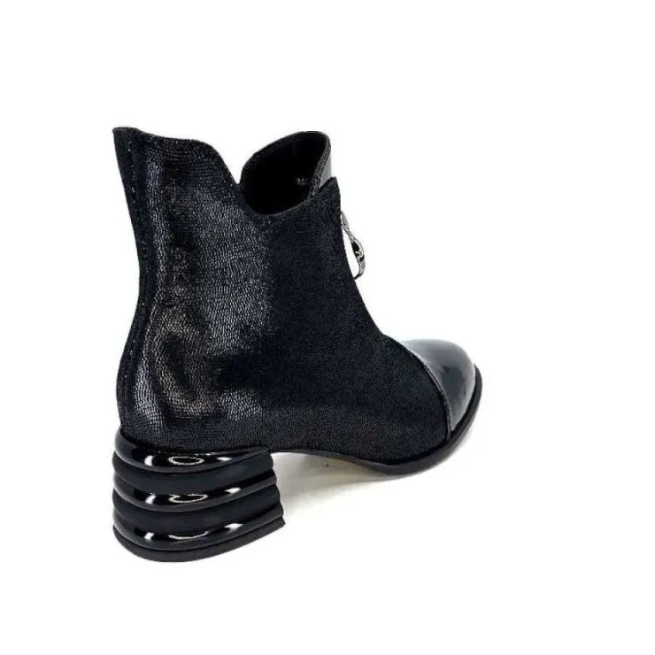 Elue Par Nous Maculotte Cuir Irise Noir Vernis Noir*Femme Bottines