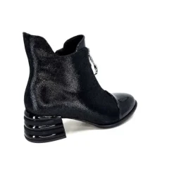 Elue Par Nous Maculotte Cuir Irise Noir Vernis Noir*Femme Bottines