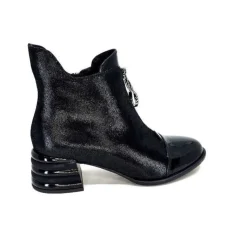 Elue Par Nous Maculotte Cuir Irise Noir Vernis Noir*Femme Bottines
