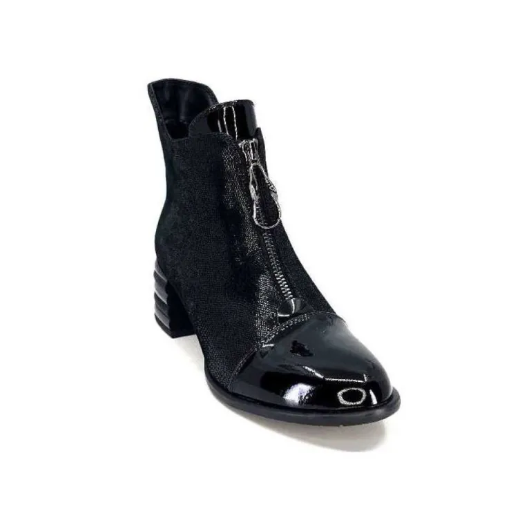 Elue Par Nous Maculotte Cuir Irise Noir Vernis Noir*Femme Bottines