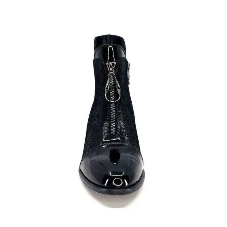 Elue Par Nous Maculotte Cuir Irise Noir Vernis Noir*Femme Bottines