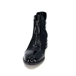 Elue Par Nous Maculotte Cuir Irise Noir Vernis Noir*Femme Bottines