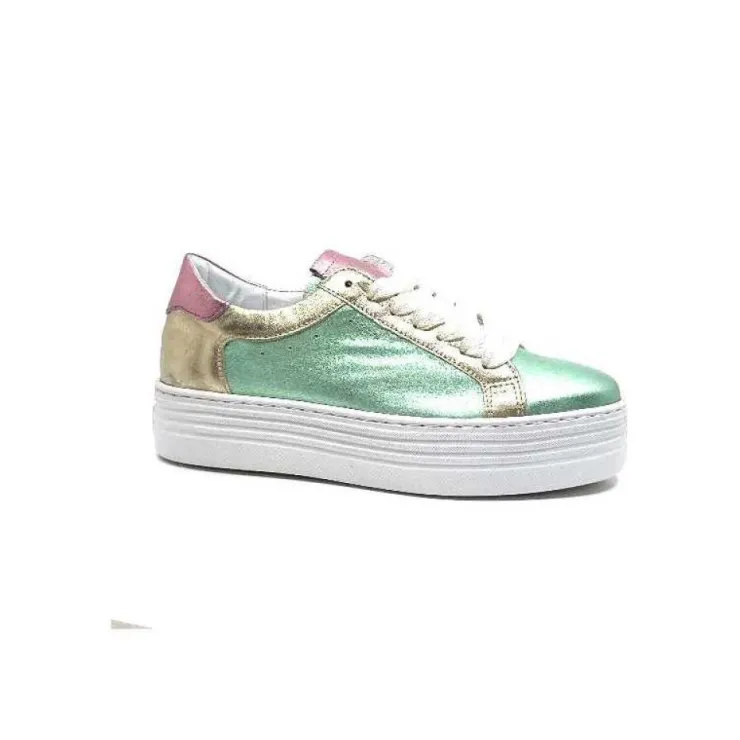 Elue Par Nous Nany Cuir Metal Vert*Femme Baskets