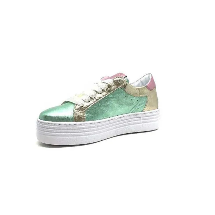 Elue Par Nous Nany Cuir Metal Vert*Femme Baskets