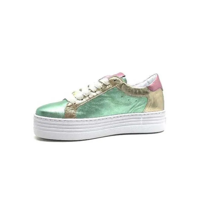 Elue Par Nous Nany Cuir Metal Vert*Femme Baskets
