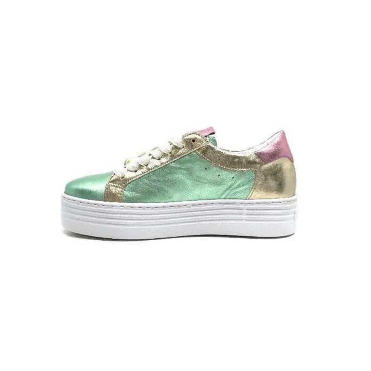 Elue Par Nous Nany Cuir Metal Vert*Femme Baskets