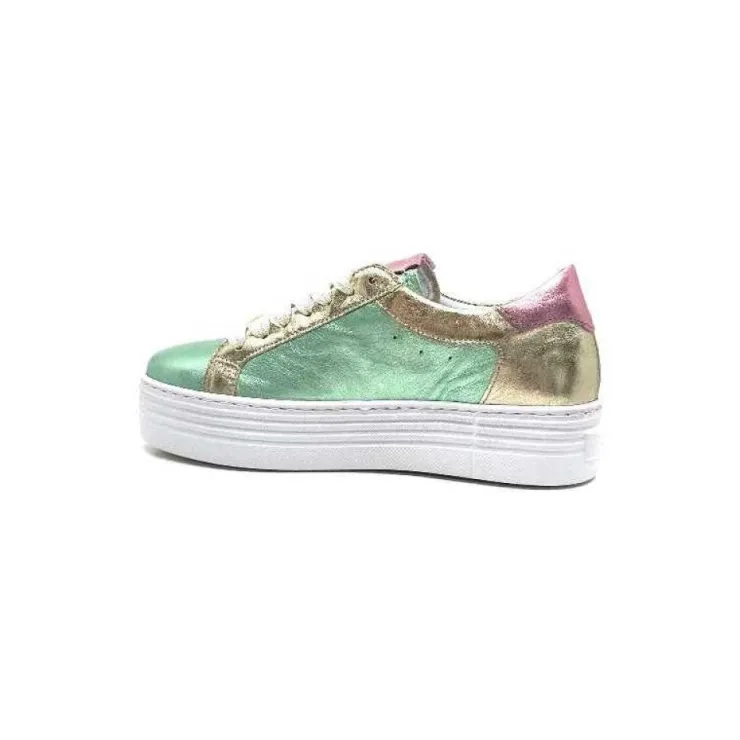 Elue Par Nous Nany Cuir Metal Vert*Femme Baskets