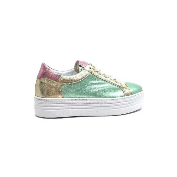 Elue Par Nous Nany Cuir Metal Vert*Femme Baskets