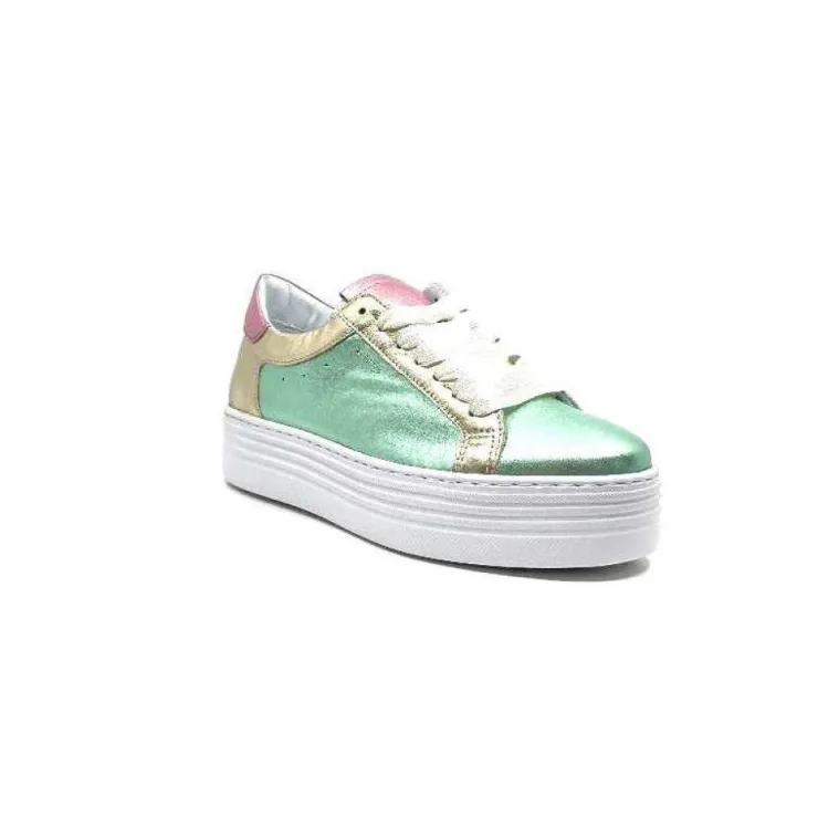 Elue Par Nous Nany Cuir Metal Vert*Femme Baskets