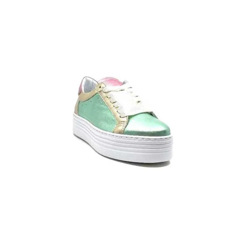 Elue Par Nous Nany Cuir Metal Vert*Femme Baskets