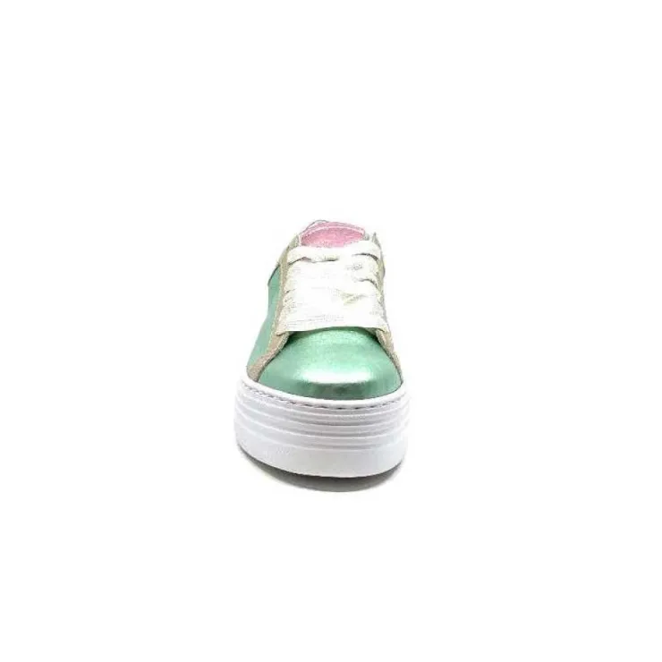 Elue Par Nous Nany Cuir Metal Vert*Femme Baskets