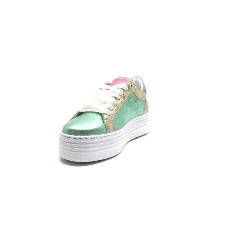 Elue Par Nous Nany Cuir Metal Vert*Femme Baskets