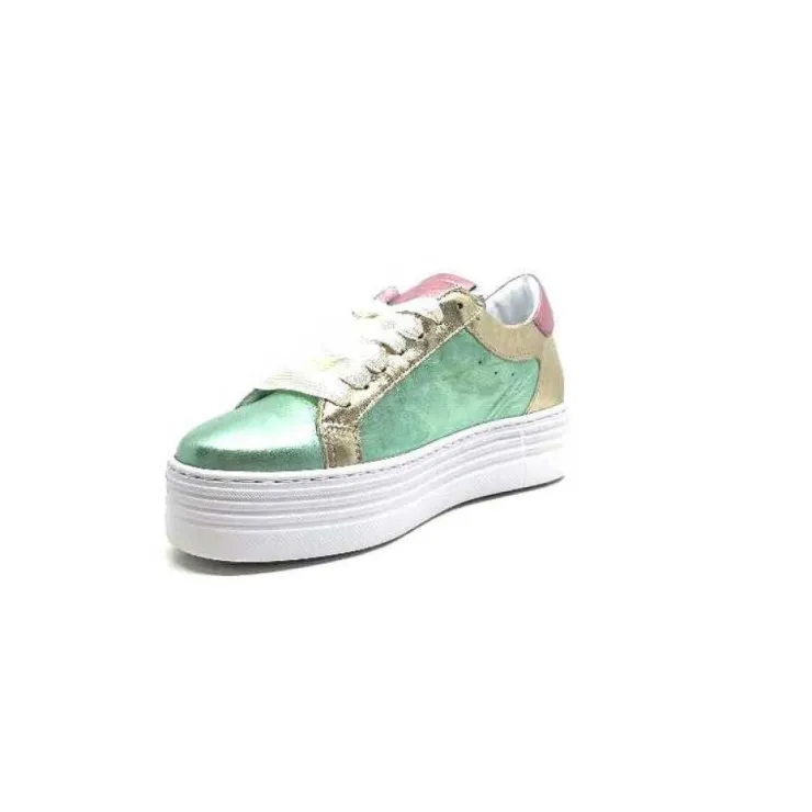 Elue Par Nous Nany Cuir Metal Vert*Femme Baskets