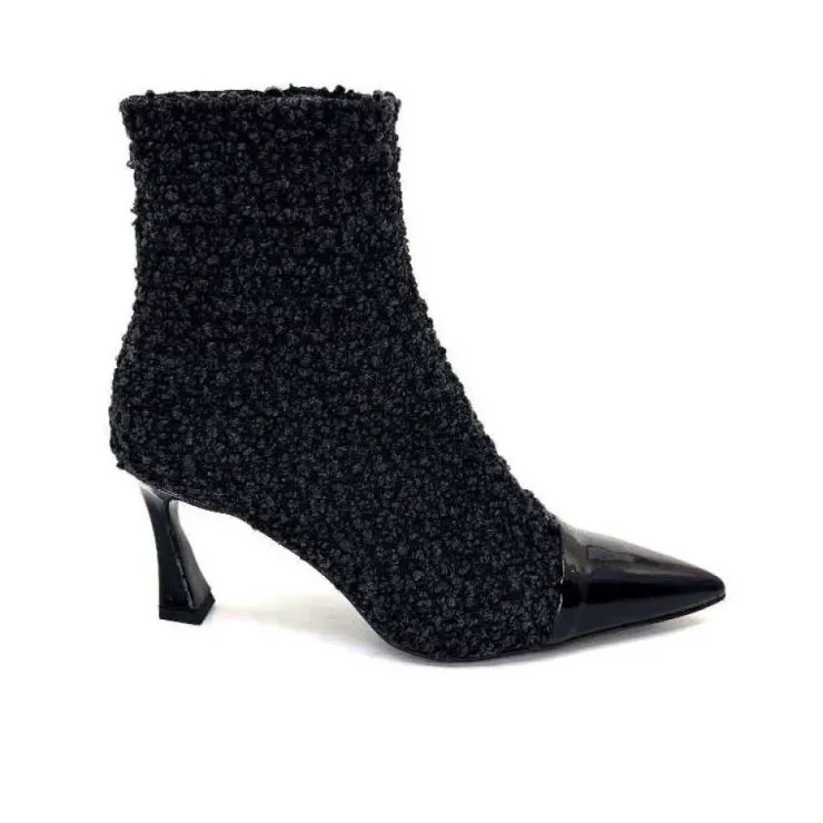 moon flower - enzo di martino Enzo Di Martino Eli 716 Cuir & Textile Noir*Femme Bottines