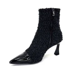 moon flower - enzo di martino Enzo Di Martino Eli 716 Cuir & Textile Noir*Femme Bottines