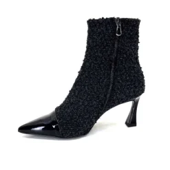 moon flower - enzo di martino Enzo Di Martino Eli 716 Cuir & Textile Noir*Femme Bottines