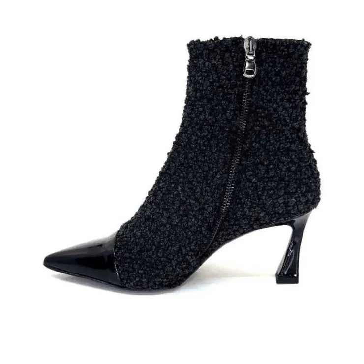 moon flower - enzo di martino Enzo Di Martino Eli 716 Cuir & Textile Noir*Femme Bottines