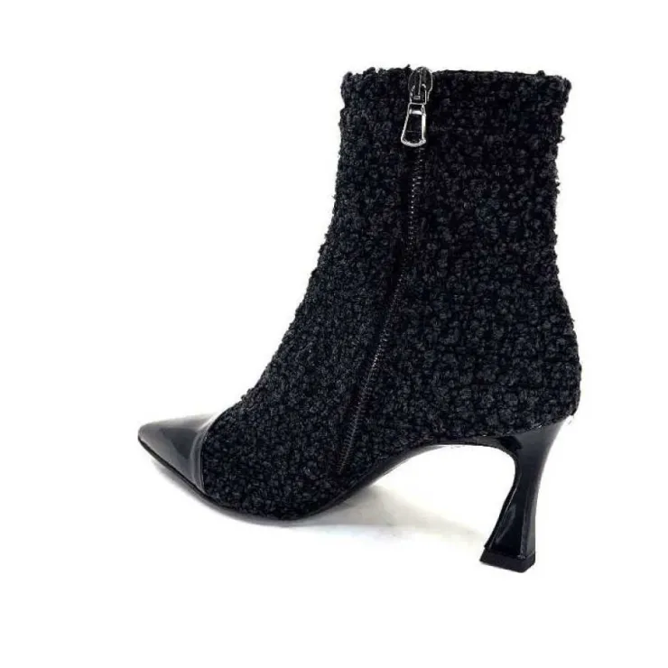 moon flower - enzo di martino Enzo Di Martino Eli 716 Cuir & Textile Noir*Femme Bottines