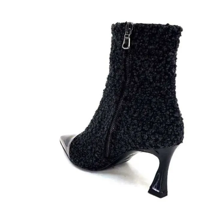 moon flower - enzo di martino Enzo Di Martino Eli 716 Cuir & Textile Noir*Femme Bottines