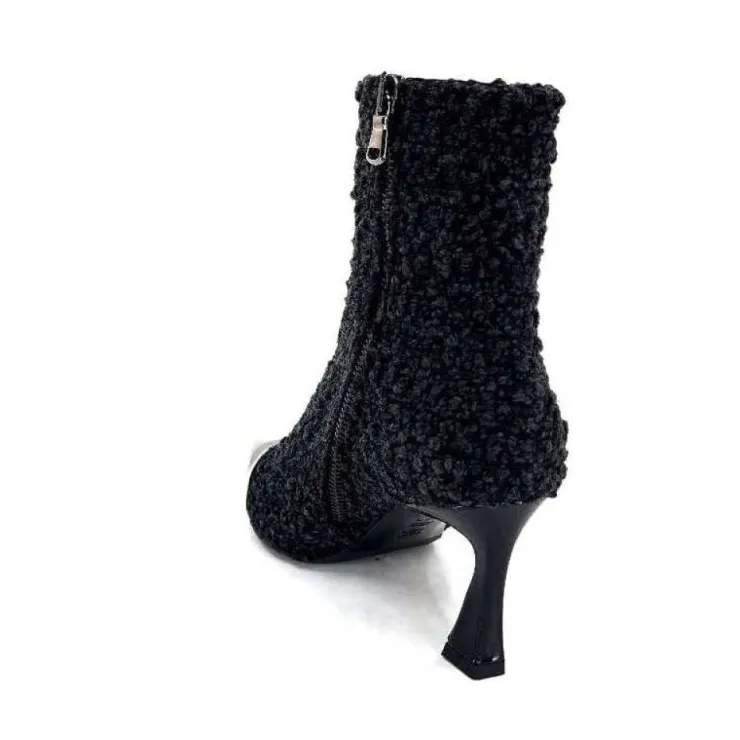moon flower - enzo di martino Enzo Di Martino Eli 716 Cuir & Textile Noir*Femme Bottines