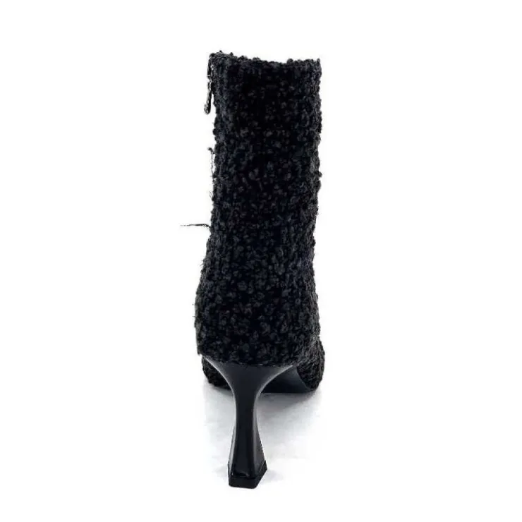 moon flower - enzo di martino Enzo Di Martino Eli 716 Cuir & Textile Noir*Femme Bottines