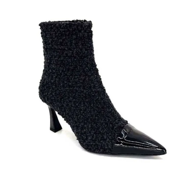 moon flower - enzo di martino Enzo Di Martino Eli 716 Cuir & Textile Noir*Femme Bottines