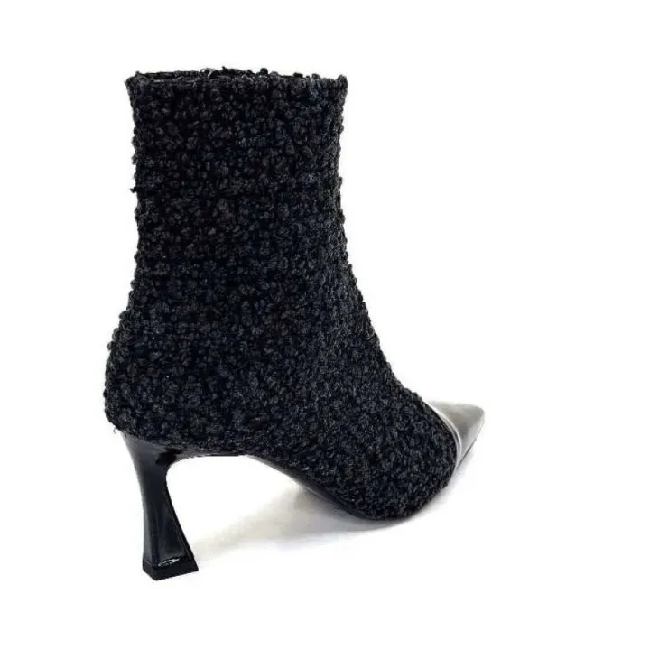 moon flower - enzo di martino Enzo Di Martino Eli 716 Cuir & Textile Noir*Femme Bottines