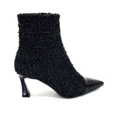 moon flower - enzo di martino Enzo Di Martino Eli 716 Cuir & Textile Noir*Femme Bottines