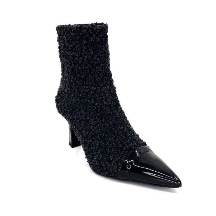 moon flower - enzo di martino Enzo Di Martino Eli 716 Cuir & Textile Noir*Femme Bottines