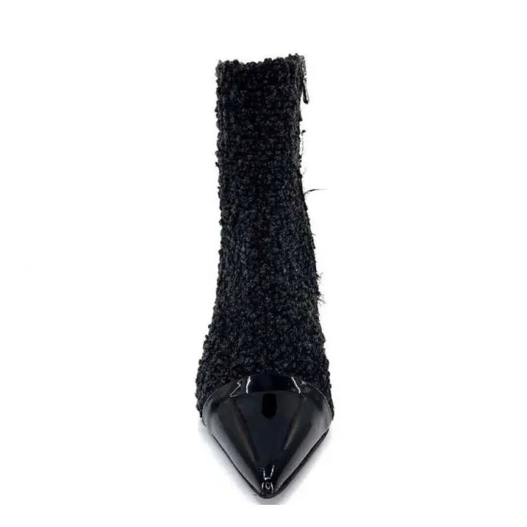 moon flower - enzo di martino Enzo Di Martino Eli 716 Cuir & Textile Noir*Femme Bottines