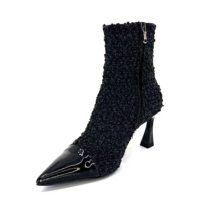 moon flower - enzo di martino Enzo Di Martino Eli 716 Cuir & Textile Noir*Femme Bottines