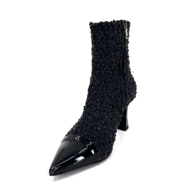moon flower - enzo di martino Enzo Di Martino Eli 716 Cuir & Textile Noir*Femme Bottines