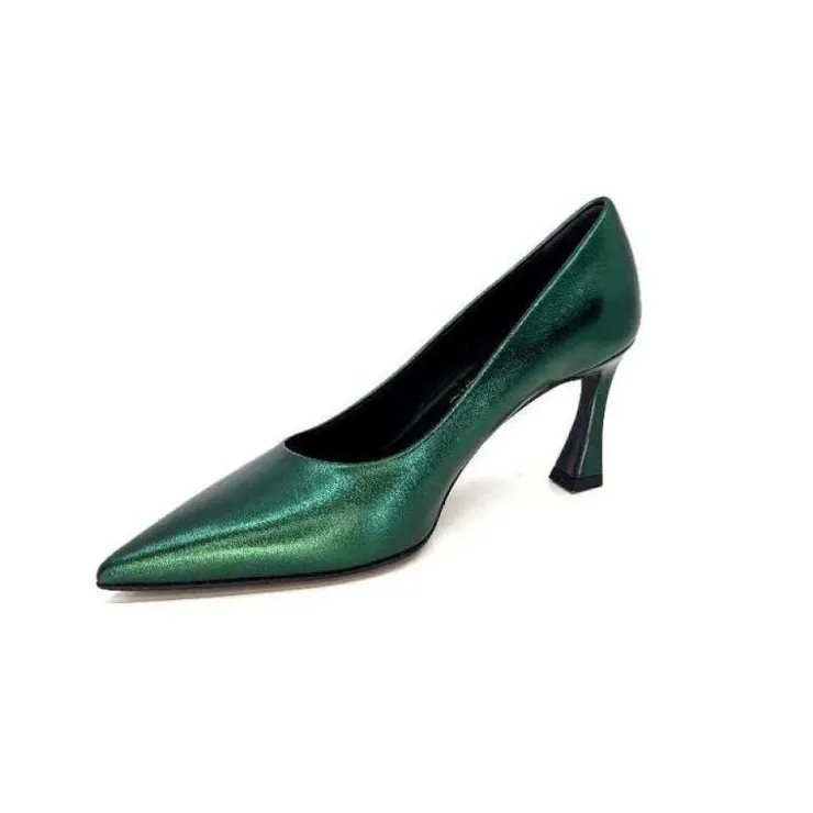 moon flower - enzo di martino Enzo Di Martino Eli 702 Cuir Metallique Vert*Femme Escarpins