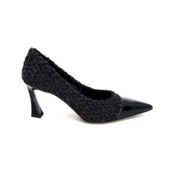 moon flower - enzo di martino Enzo Di Martino Eli 715 Textile Noir Cuir Vernis Noir*Femme Escarpins