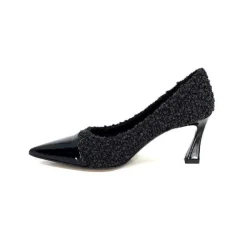 moon flower - enzo di martino Enzo Di Martino Eli 715 Textile Noir Cuir Vernis Noir*Femme Escarpins