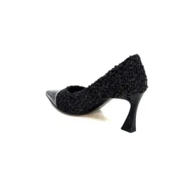 moon flower - enzo di martino Enzo Di Martino Eli 715 Textile Noir Cuir Vernis Noir*Femme Escarpins